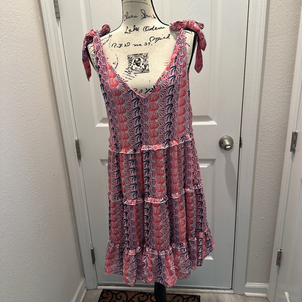 Simply Southern Tiered Tie-Shoulder Floral Sundress in Pink and Blue